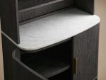 Danny Wood Tall Display Hutch With Marble Top Oak Sideboard buffet Storage Table Kitchen Pantry Cabinet - Image 5
