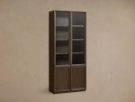 Nason Modular Glass Display Cabinets Oak Wood Tall Cabinets Large Bookcase with Integrated LED Lighting - Image 9