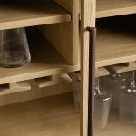 Hattie Wood Low Bar Cabinet Mid-century Modern Oak Wine cabinet - Image 9