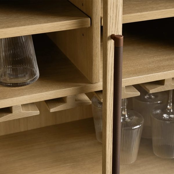 Hattie Wood Low Bar Cabinet Mid-century Modern Oak Wine cabinet - Image 9