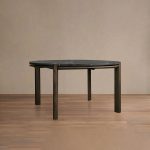 Pyet Round Dining Table with Floating Marble Stone Top & Solid Oak Wood Base