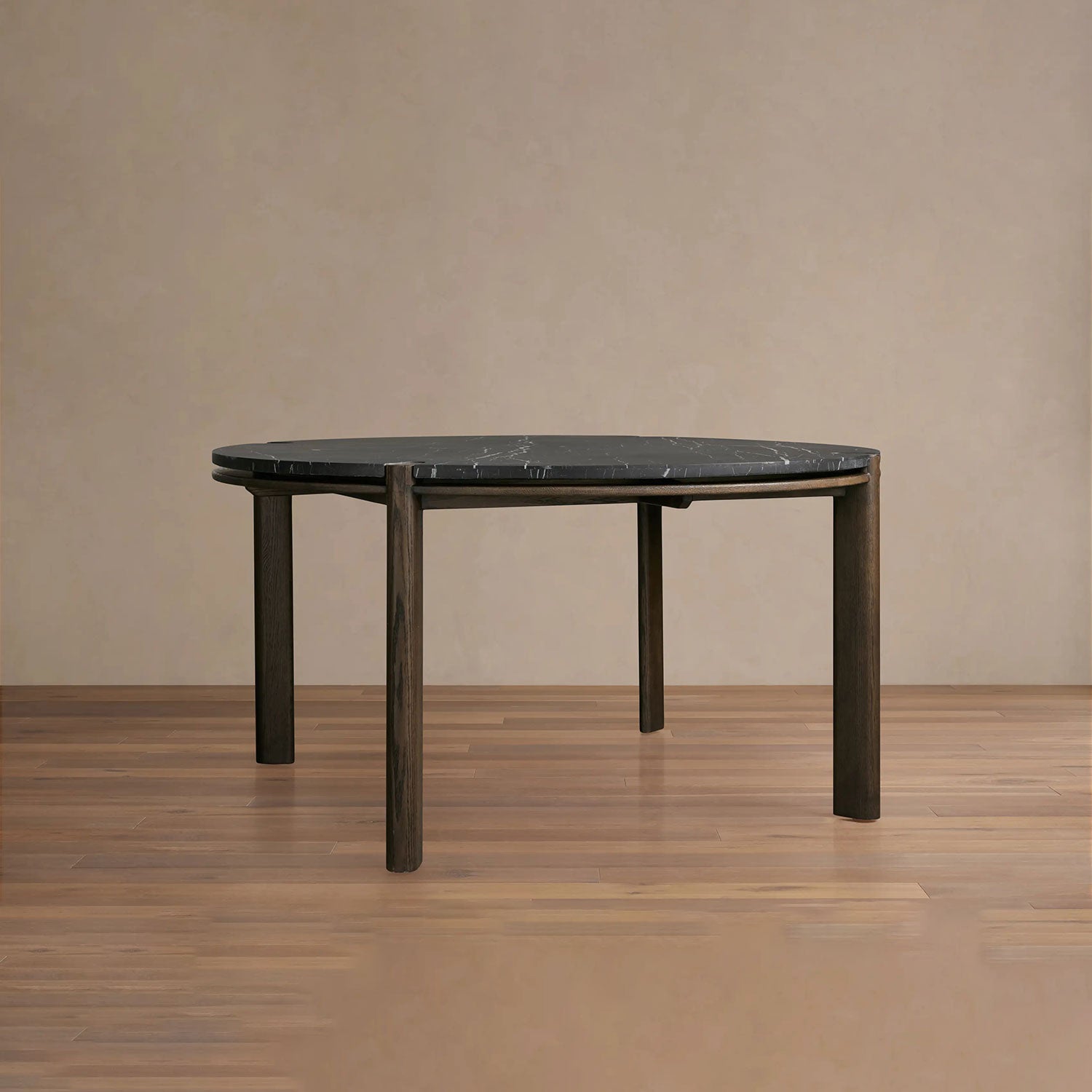 fdfasfas324asca12das.jpg Pyet Round Dining Table with Floating Marble Stone Top & Solid Oak Wood Base - Image 1