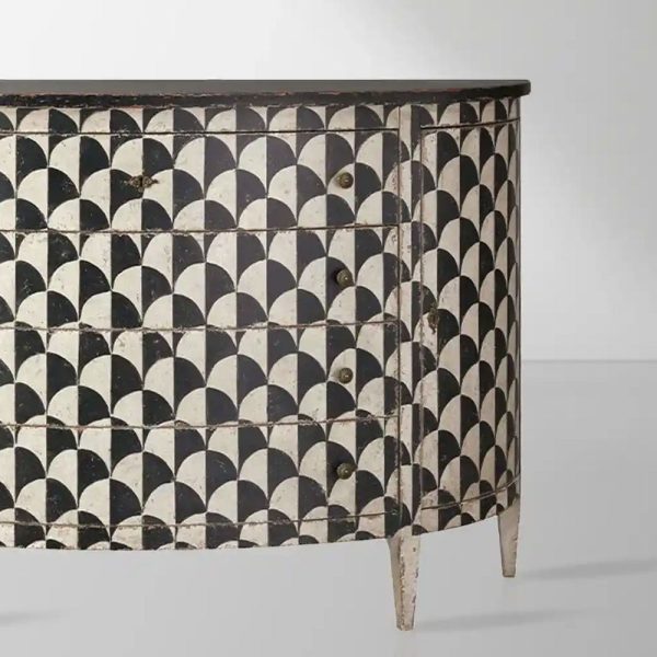 Andretta solid poplar wood drawer Cabinet With black and white geometric motif - Image 4