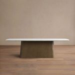 Saint Germain Stone Dining Table with Natural Stone Marble Wood Toulouse Base