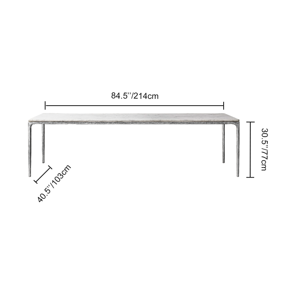 Thaddeus Metal Marble Rectangular Dining Table Hand-Forged Kitchen Table - Image 13