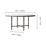 Thaddeus Metal Marble Round Dining Table Hand-Forged Kitchen Table - Image 5