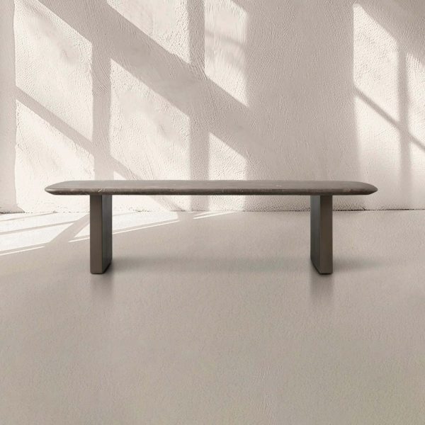 San Germani Espresso Stone Top Coffee Table 72" Center Tea Table with Clement Base - Image 4