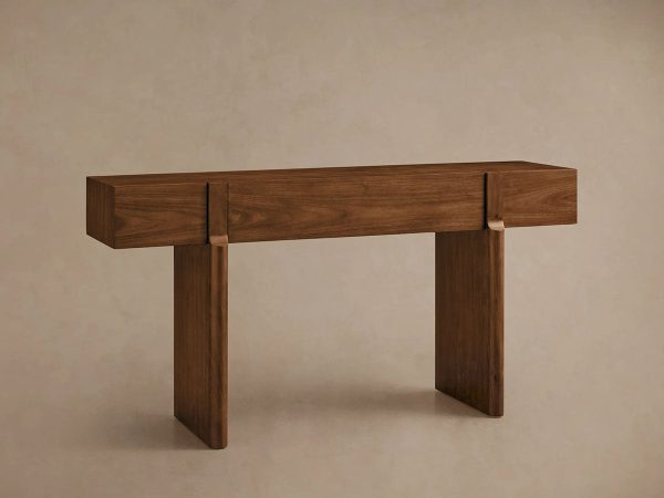 Callan Solid Walnut Entrance Console Table Wood Rustic Entryway Hallway table - Image 4