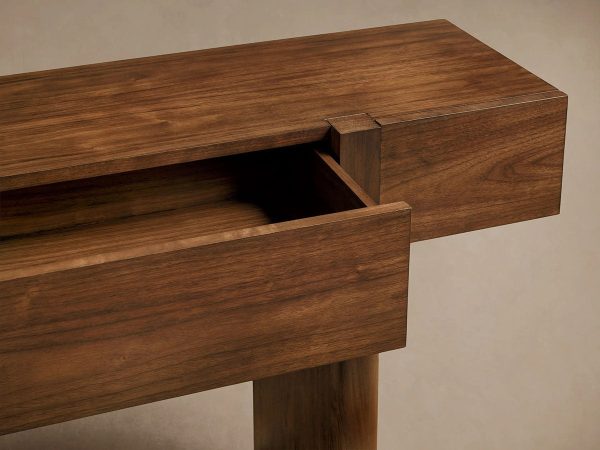 Callan Solid Walnut Entrance Console Table Wood Rustic Entryway Hallway table - Image 5