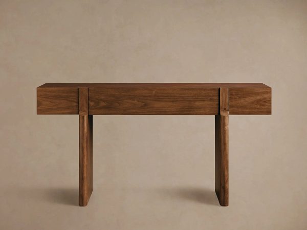 Callan Solid Walnut Entrance Console Table Wood Rustic Entryway Hallway table - Image 3