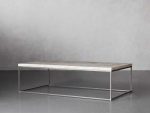 Arielle Rectangle Coffee Table Fossilized Clamshell Top Cocktail Table Iron Base Sofa Center Tea Table - Image 2
