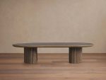 Astor Marble Top Coffee Table Oval Cocktail Table Wood Base Sofa Center Tea Table - Image 8