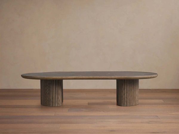 Astor Marble Top Coffee Table Oval Cocktail Table Wood Base Sofa Center Tea Table - Image 8
