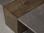 Nicco Lava Stone Top Coffee Table Wood Base Cocktail Table Living Room Luxury Center Tea Table - Image 3