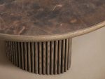 Astor Marble Top Coffee Table Oval Cocktail Table Wood Base Sofa Center Tea Table - Image 9