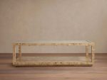 Corey Mappa Burl Wood Coffee Table Glass Tabletop Cocktail Table Rectangle Sofa Center Tea Table - Image 4
