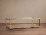 Corey Mappa Burl Wood Coffee Table Glass Tabletop Cocktail Table Rectangle Sofa Center Tea Table - Image 5