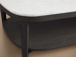 Danny Marble Top Coffee Table Oak Wood Cocktail Table Living Room Rectangle Center Tea Table - Image 9