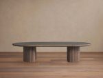 Astor Marble Top Coffee Table Oval Cocktail Table Wood Base Sofa Center Tea Table - Image 11