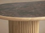 Astor Marble Top Coffee Table Oval Cocktail Table Wood Base Sofa Center Tea Table - Image 3