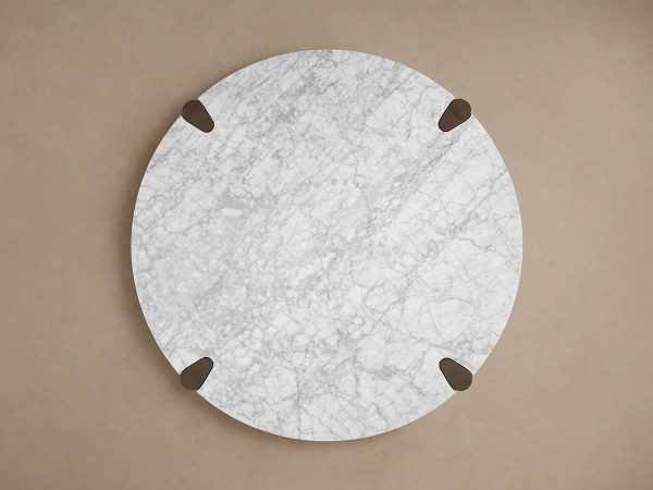 Pyet Round Marble Top Coffee Table Oak Wood Base Cocktail Table Living Room Center Tea Table - Image 9