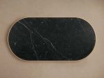 Astor Marble Top Coffee Table Oval Cocktail Table Wood Base Sofa Center Tea Table - Image 7