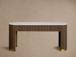 Finnley Stone Top Storage Console Solid Wood Hallway Entryway Table Entrance Cabinet With Drawers - Image 9