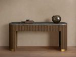 Finnley Stone Top Storage Console Solid Wood Hallway Entryway Table Entrance Cabinet With Drawers - Image 10