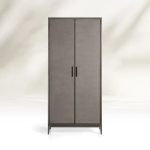 Malone Solid Wood Double Door Tall Cabinet With Leather Detailing - Image 9