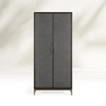 Malone Solid Wood Double Door Tall Cabinet With Leather Detailing - Image 6