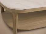 Danny Marble Top Coffee Table Oak Wood Cocktail Table Living Room Rectangle Center Tea Table - Image 6