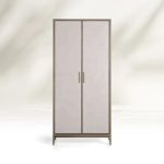 Malone Solid Wood Double Door Tall Cabinet With Leather Detailing - Image 8