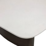 Carolin Pebbled Cream Faux Leather Top Dining Table with Wood Base - Image 4