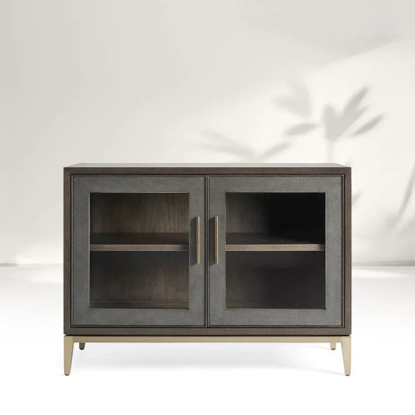 Malone Wood Sideboard Buffet Storage Cabinet With Two-Door Glass - Image 8