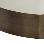 Carolin Pebbled Cream Faux Leather Top Dining Table with Wood Base - Image 5