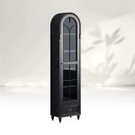 Hattie II Glass tall Display Cabinet Wood Classical European Design - Image 7