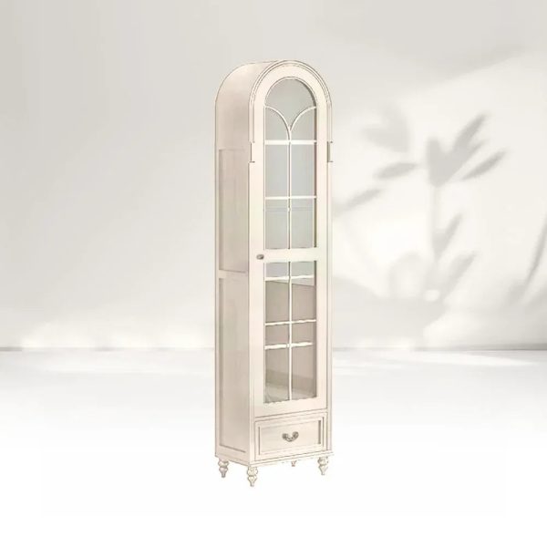 Hattie II Glass tall Display Cabinet Wood Classical European Design - Image 10