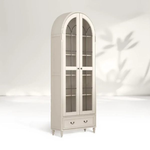 Hattie II Glass tall Display Cabinet Wood Classical European Design - Image 11