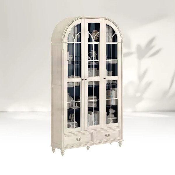 Hattie II Glass tall Display Cabinet Wood Classical European Design - Image 12