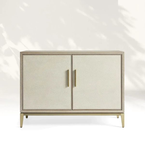 Malone Two-Door Wood Buffet Cabinet Sideboard With Leather Accents - Image 11