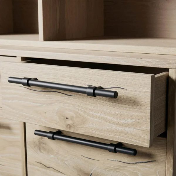 Sullivan Oak Wood Bookcase Office Storage Cabinet with File Drawer - Image 5