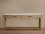 Danny Marble Top Entryway  Console Table Wtih Storage Drawers Oak Wood Hallway Entrance Table - Image 5