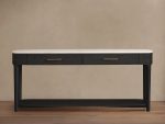 Danny Marble Top Entryway  Console Table Wtih Storage Drawers Oak Wood Hallway Entrance Table - Image 6