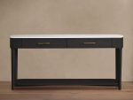 Danny Marble Top Entryway  Console Table Wtih Storage Drawers Oak Wood Hallway Entrance Table - Image 7
