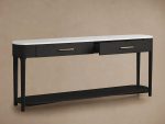 Danny Marble Top Entryway  Console Table Wtih Storage Drawers Oak Wood Hallway Entrance Table - Image 8