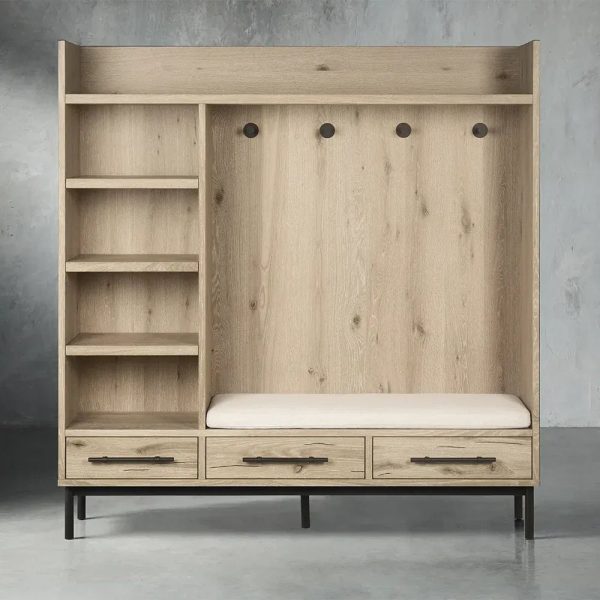 Sullivan Oak Wood Entry Cabinet Modern Rustic Entrance Lockers - Image 6