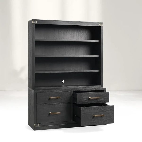 Tremont Wood Modular Bookcase Storage Cabinets with File Chest of Drawers Base - Image 4