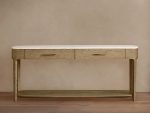 Danny Marble Top Entryway  Console Table Wtih Storage Drawers Oak Wood Hallway Entrance Table - Image 4