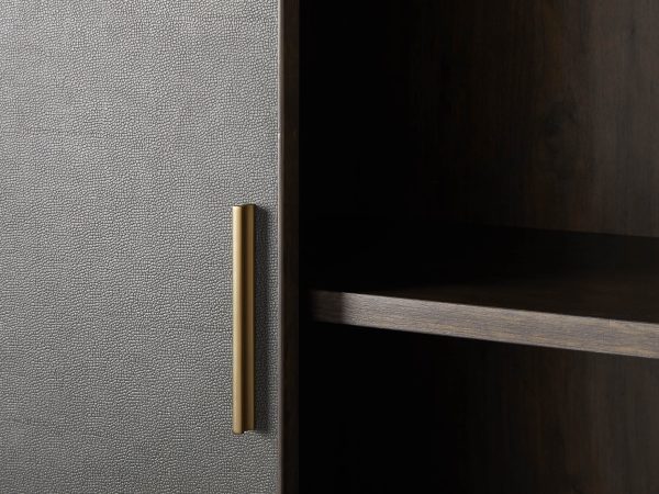 Malone Solid Wood Double Door Tall Cabinet With Leather Detailing - Image 5