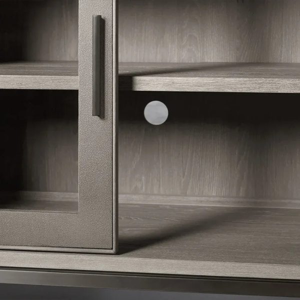 Malone Wood Sideboard Buffet Storage Cabinet With Two-Door Glass - Image 3